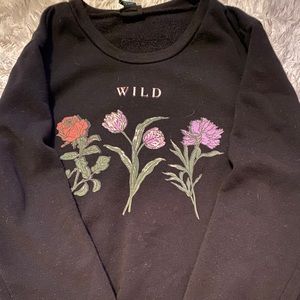 Black Floral Swearshirt